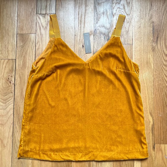 J. Crew Tops - NWT J. Crew Drapey Velvet Velour Camisole Black Ribbon Strap V-Neck Tank Top S